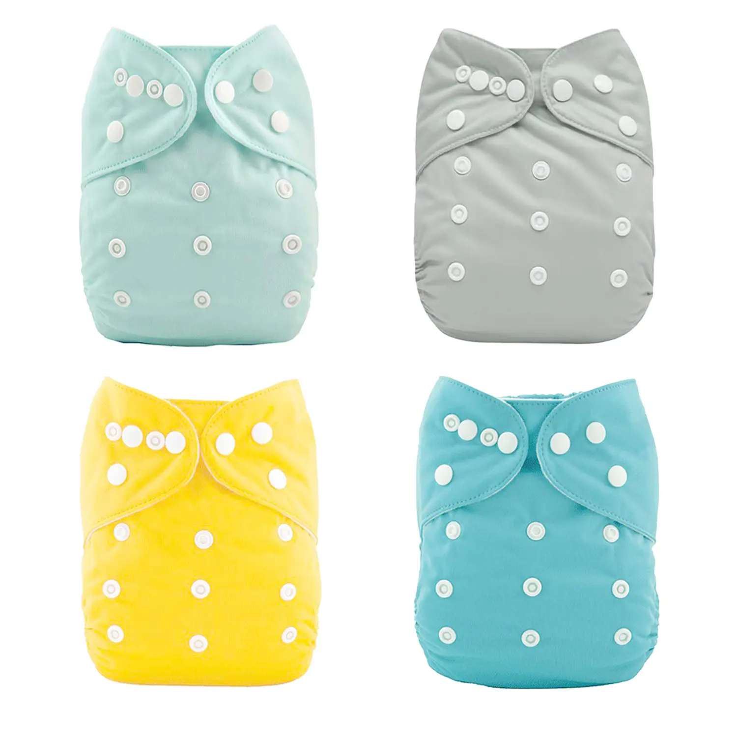 Adjustable Snaps Baby Cloth Diaper & Insert Set - 4 Covers, 8 Inserts, One-Size, Elastic Legs, TPU Coating, Washable Reusable for Infants