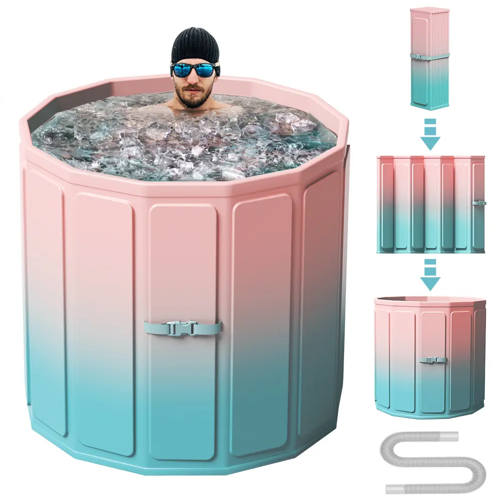 Portable lce Bath Tub, Foldable Bathtub for Fast Muscle Recovery, Home Outdoors Gyms, Quick Opening without Installation, No Water Leakage, lce/Hot Universal soaker tub, Large Size 77 Gal
