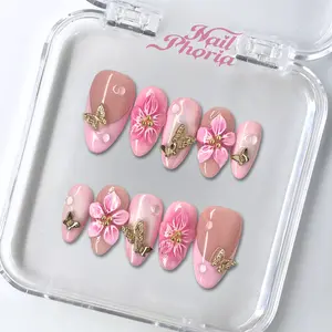 NailPhoria PINK AURORA - Handmade Press-On Nails | Reusable, Salon-Quality, Long-Lasting, Glossy Design