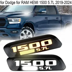 LED front fender side marker light cover replacement for Dodge RAM HEMI 1500 5.7L 2019-2024, 2 pieces Lamp