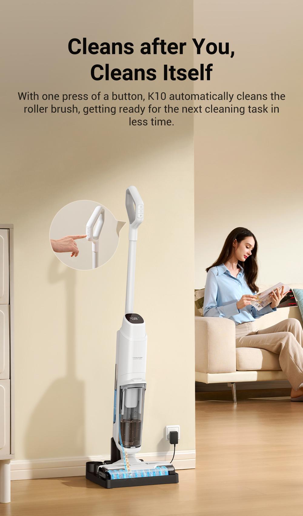 DREAME K10 Plus Vacuum Mop,  Wet Dry Vacuum Cleaner, Smart Floor Cleaner Cordless Vacuum and Mop for Hard Floors, 30min Seamless Cleaning, Cleans Itself, 540RPM Brush Darts through Dirt with Ease, Expressive Voice Prompts, Real-Time Interaction