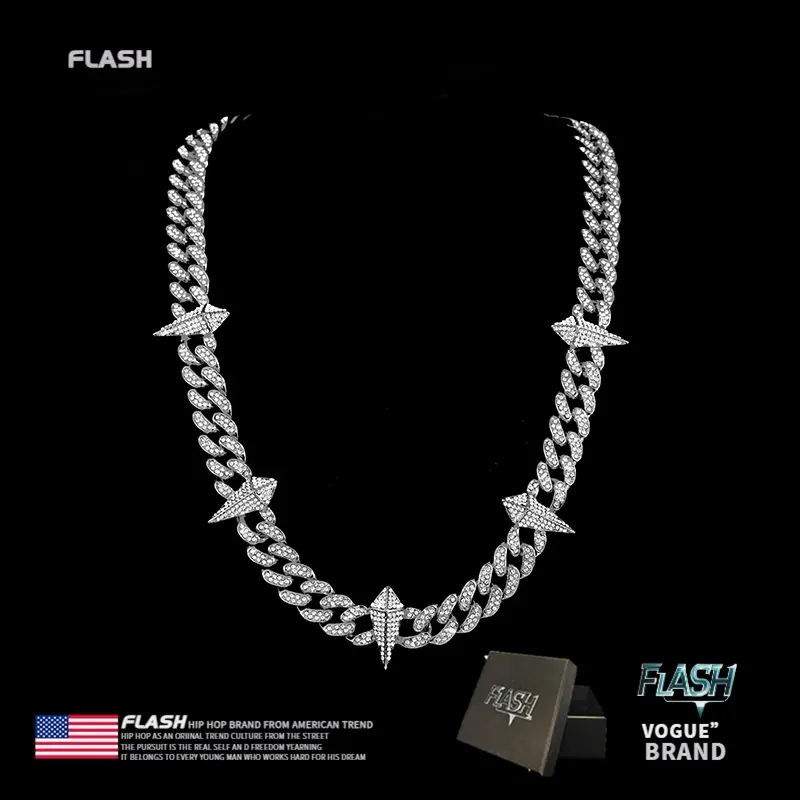 Flash Cuban Chain Necklace for Men, Black Panther Pendant with Cubic Zirconia, Hip Hop Style Chunky Statement Jewelry Gift, Chunky Necklace, Cuban Link Necklace
