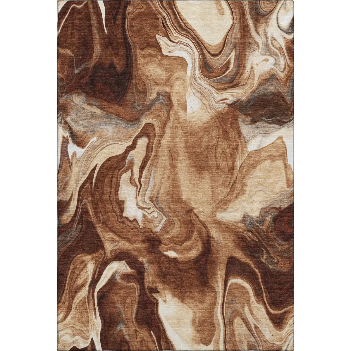 HomeRoots 665843 10 x 14 ft. Rust Ivory & Beige Abstract Washable Machine Made Rectangle Area Rug with UV Protection