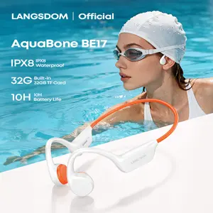 Langsdom AquaBone BE17 Phone-Free Swimming Playlist,Bone Conduction IPX8 + 32GB MP3 for Pool & Workouts Bluetooth 5.4 10H Playtime
