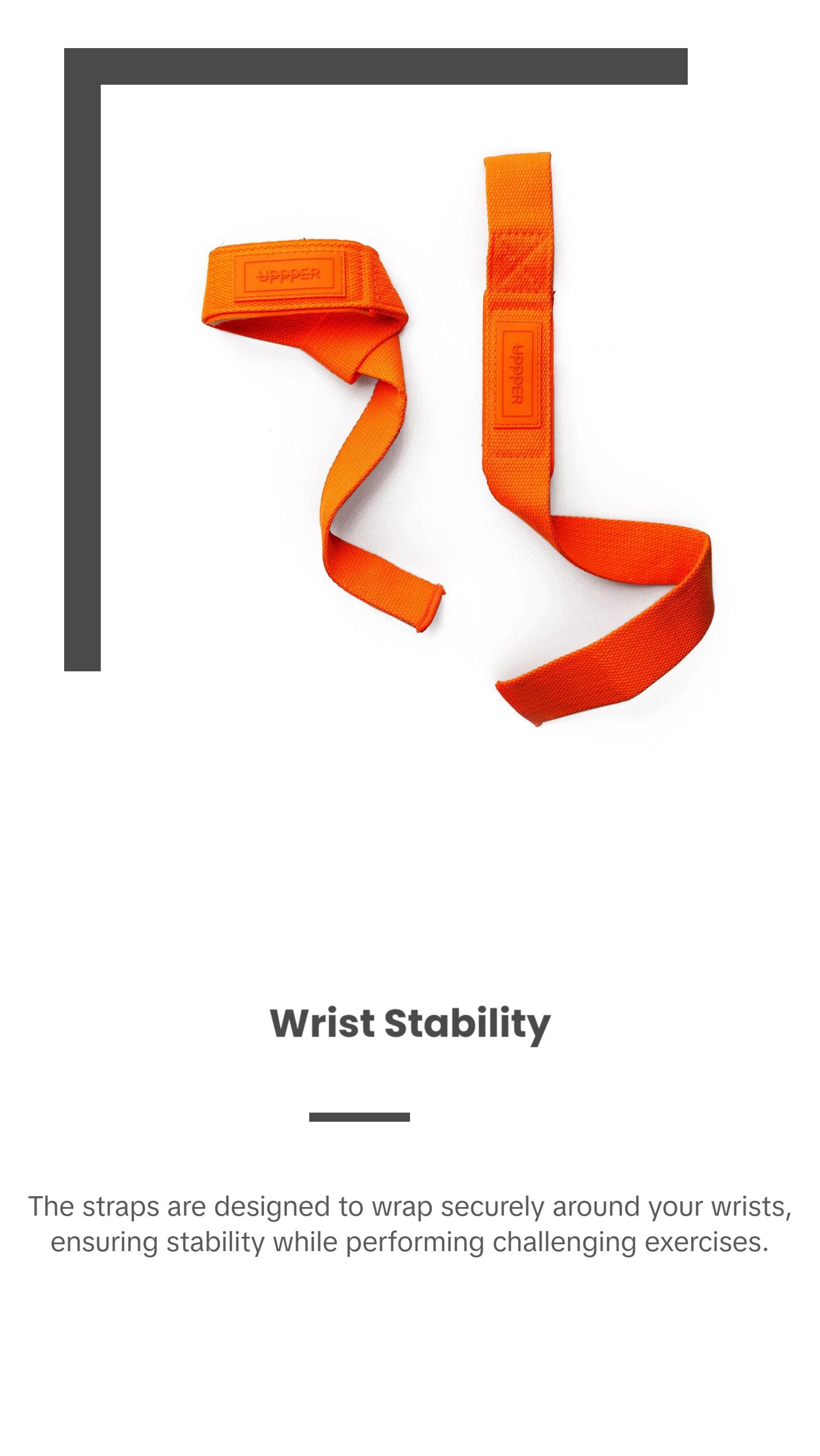 UPPPER Lifting Straps Neon Orange - For Deadlifts & Pullups, 22" Cotton, Neoprene Padding