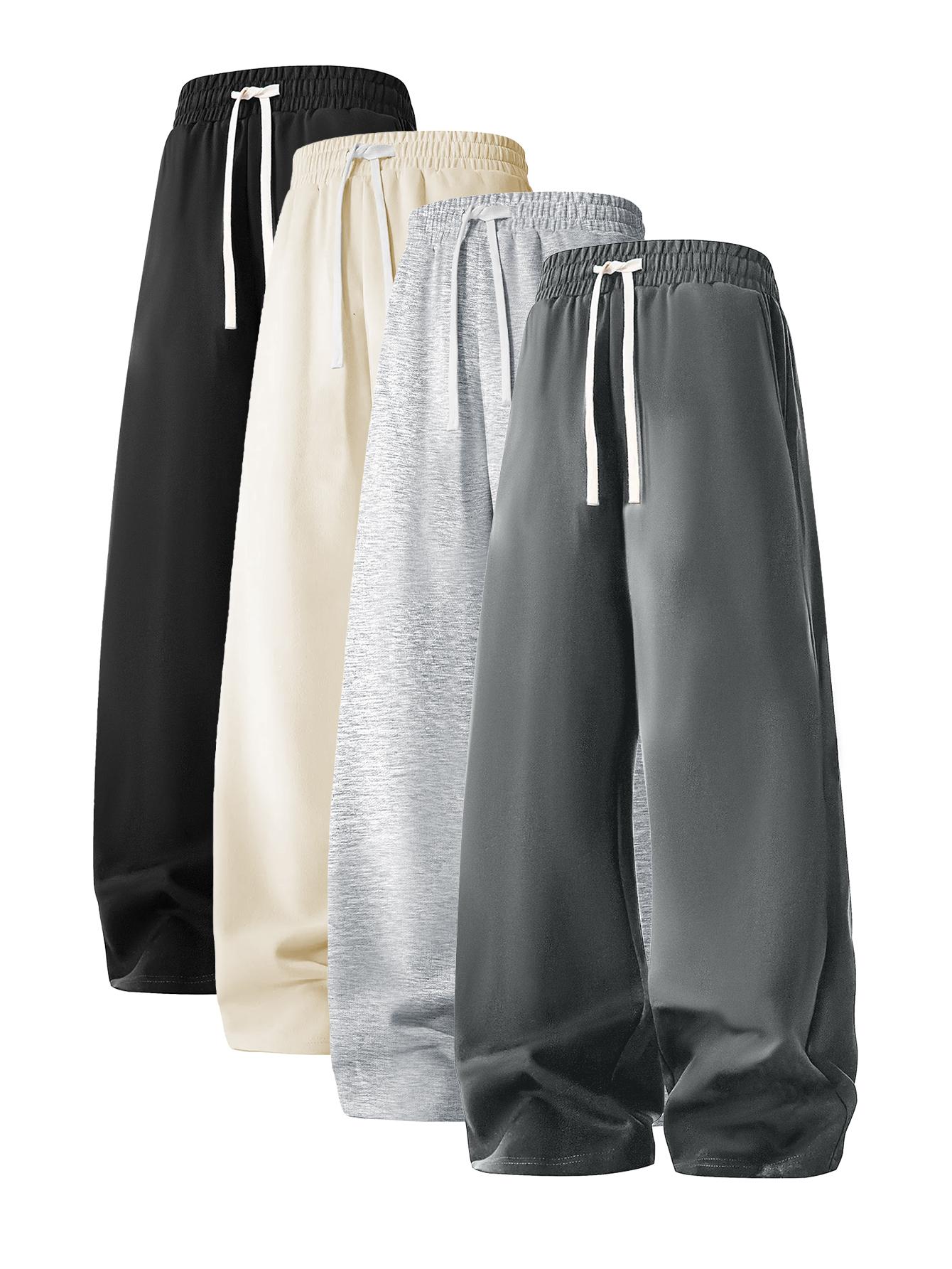 Men's Regular Fit Drawstring Casual Pants - Soft and slightly stretchy fabric, comfortable and breathable, drawstring waist adjustment, solid color, perfect for outdoor sports and fitness activities in spring and summer