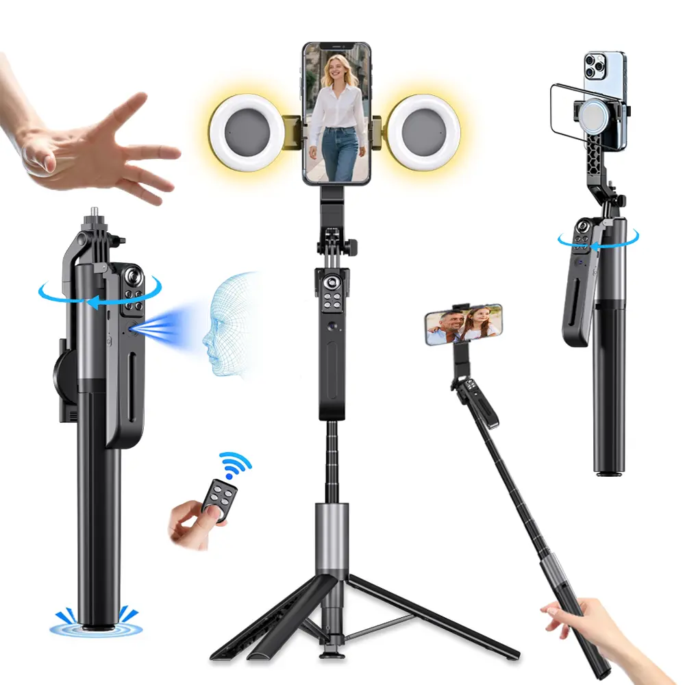 2026 New 360° Angle Control Smartphone Selfie Stick Tripod - 74.8in Long, Wireless Rechargeable Remote Shot Control, Auto Tracking Holder, Multi-Use Stand for Recharge & Record, You Just Film, iPhone 17/16/15/14/13, Android, Digital Cameras (Gift)