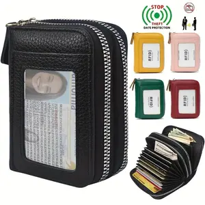 Small Zippered Faux Leather Wallet for Women, Accordion-Style Card Slot Women Wallet, RFID Blocking Credit Card Holder Wallet, Card Cases & Money Organizers