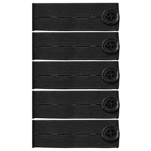 5 Pcs Adjustable Elastic Button Extender Waist Extenders Waistband for Jeans Pants Trousers, Black