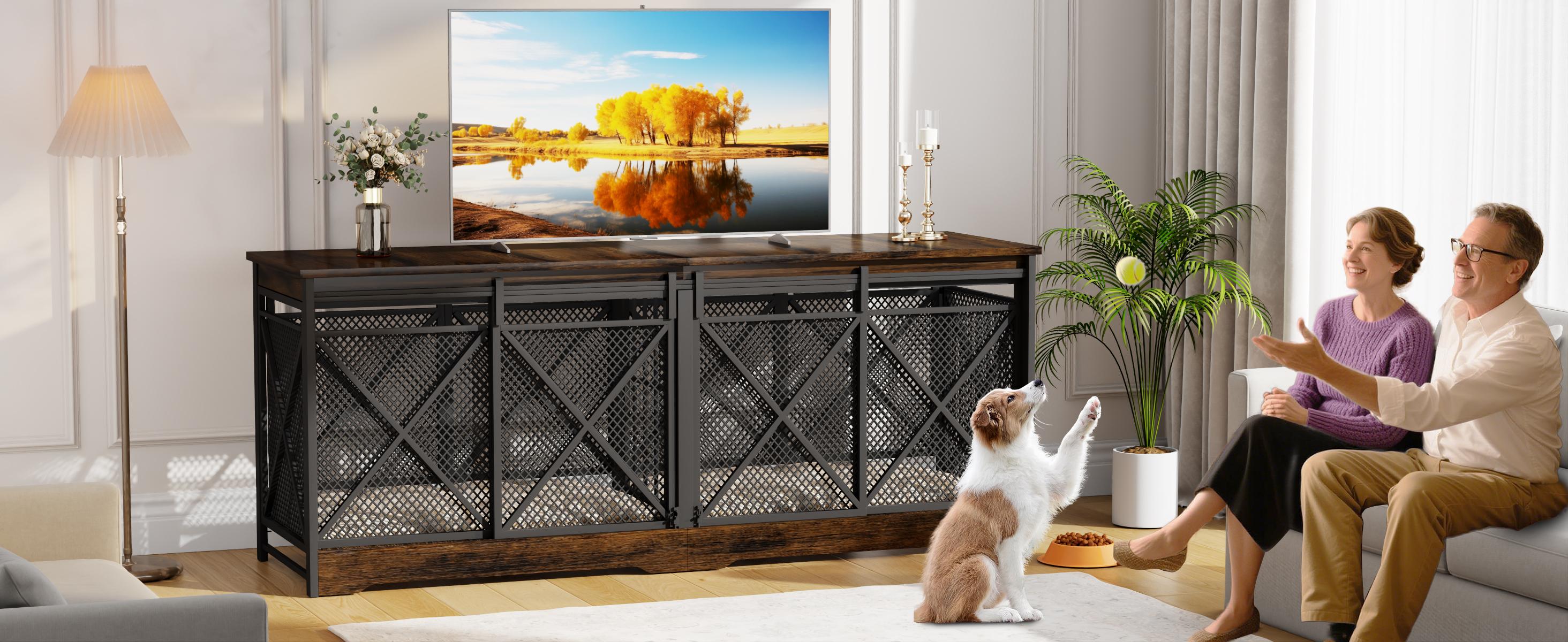 【SpringGlowUp】COZPAW 78" Dog Crate Furniture for 2 Dogs,Extra Large Breed Double Chew-Resistant Indoor Pet House,Heavy Duty Wooden XXL Large Kennel, Furniture Style XL Dog Cage, Max 300lbs Capacity (Brown) 【SpringGlowUp】COZPAW 78" Dog Crate Furniture for 2 Dogs,Extra Large Breed Double Chew-Resistant Indoor Pet House,Heavy Duty Wooden XXL Large Kennel, Furniture Style XL Dog Cage, Max 300lbs Capacity (Brown)