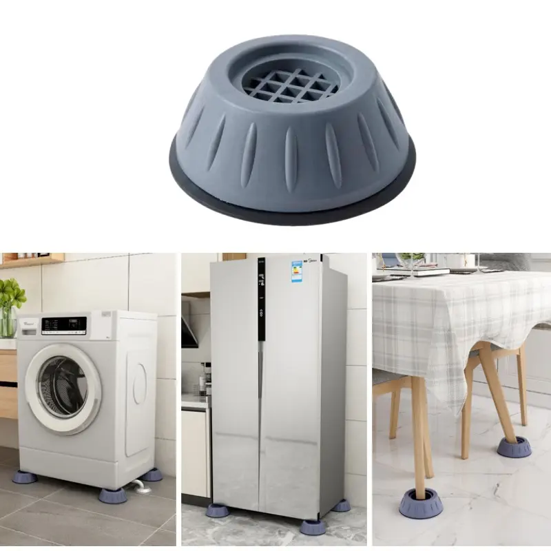 4PCS Anti-Vibration Washing Machine Support, Anti-Slip Rubber Feet & Rings, Shock absorbing mats reduce noise and vibration, prevent sliding, thick durable rubber, floor protection pads for washing machines and large household appliances daily use-MM1
