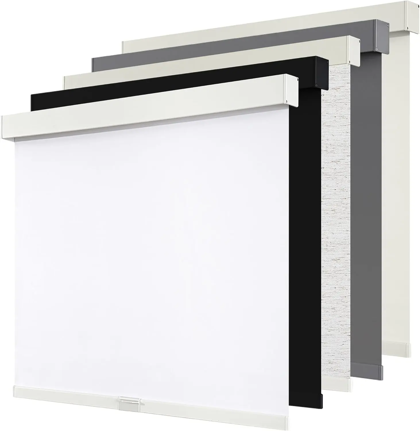Cordless Blackout Free-Stop Roller Shades Blinds for Windows, Pull Down Room Darkening with Valance, Thermal Insulated Woven Fabric for Home Office, White 34.5" W x 72" H