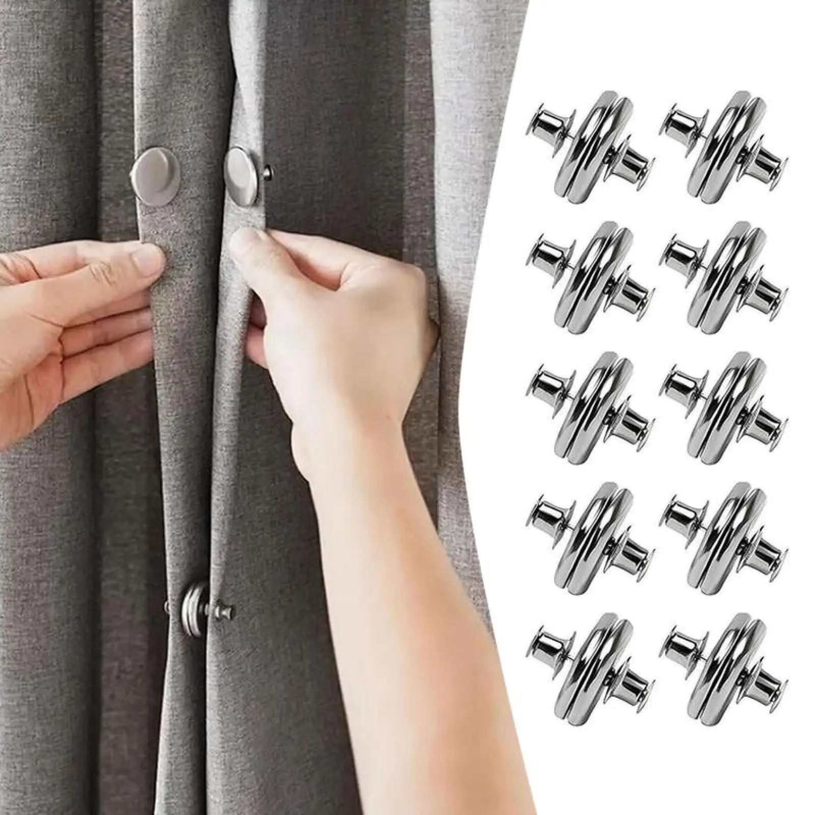 10 Pairs/Set,Magnetic Curtain Buckle,Magnetic Curtain Clips Prevent Light Leaking,Keep Curtain Closed for Home Bedroom Bathroom Office Draperies Household Convenient.