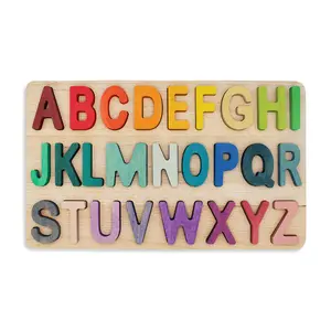 Rainbow Wooden Alphabet Puzzle for Toddlers & Preschoolers - Educational Toy with Vibrant Colors & Fine Motor Skills Development - Safe Beechwood Material - Ideal for At-Home Learning & Classroom Use