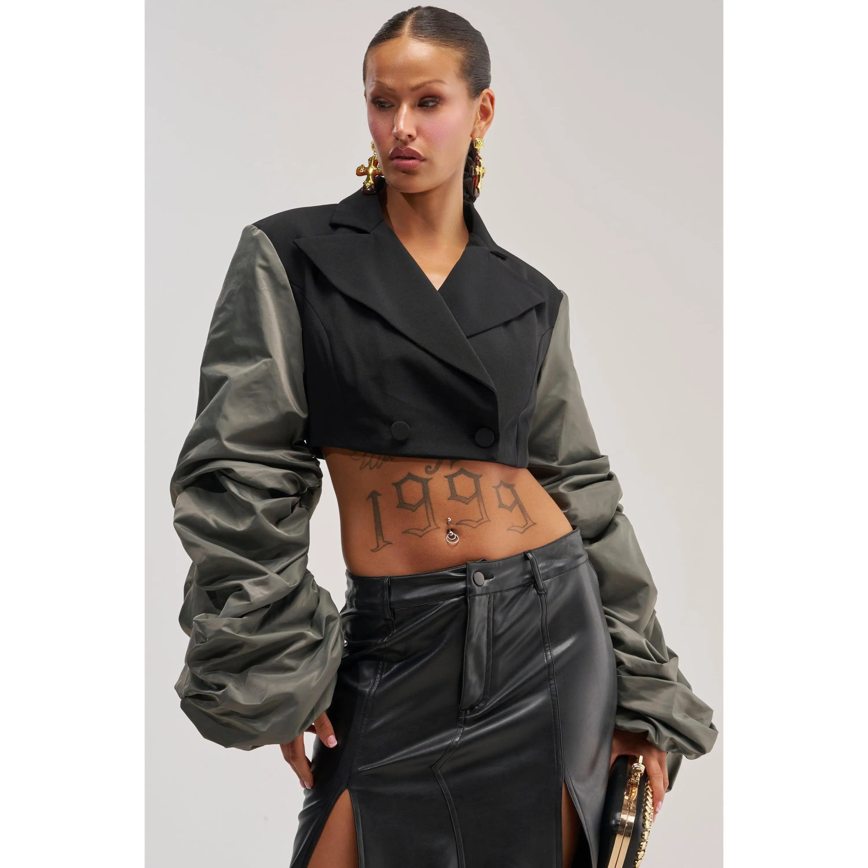 MIXED FEELINGS RUCHED SLEEVE BLAZER