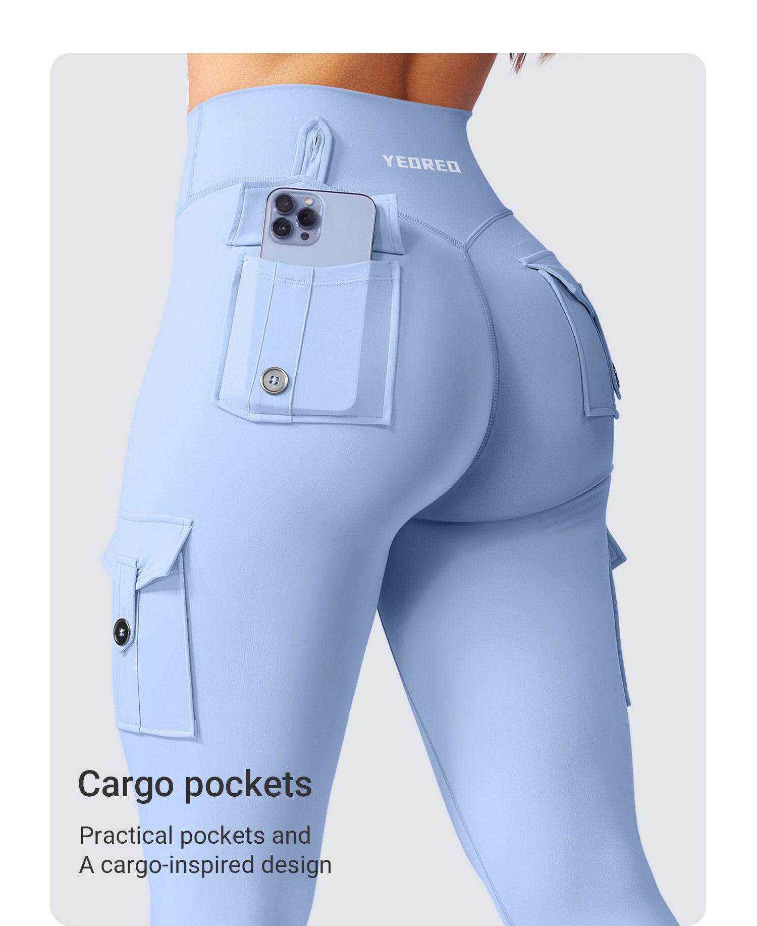 YEOREO CoreFlex High Waisted Cargo Leggings Seamless Scrunch Butt Lifting Tummy Control Shaping Training Yoga Gym Fitness Tights