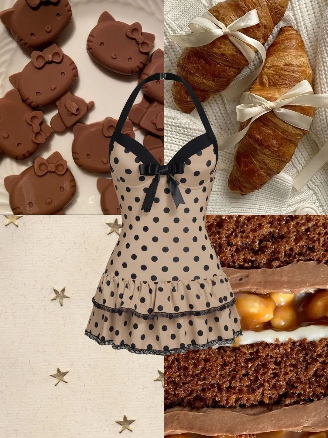 Brown 1940s Halter Polka Dots Bow One-Piece Swimsuit High Stretch Swimwear BackToSchool
