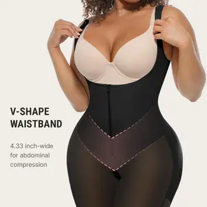 FeelinGirl FeelVibe Fajas Colombianas Shapewear Postpartum Body Shaper Butt Lifter Bodysuit with Zipper Crotch Plus Size
