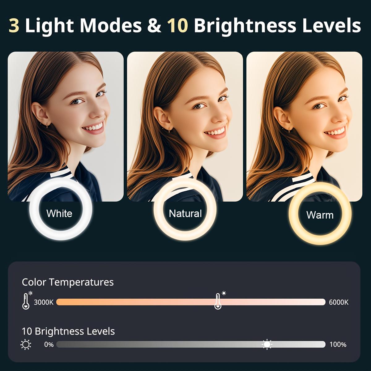 Adjustable 43" Tripod - 10" video lighting, Full Coverage - Suitable For Photography, Makeup, Group Selfies, Meetings, Live Streaming LED Light, With Flexible Phone Holder And Expandable Phone Stand, Suitable For Selfies And Video Recording