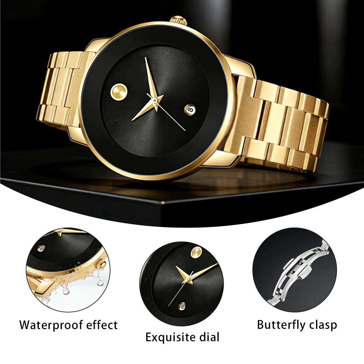 Luxury Business Quartz Watches For Ladies And Gentlemen Featuring Solid Stainless Steel Straps Calendar Function And Water Resistance With A Minimalist Design They Are Elegant And Durable Suitable For Daily Wear