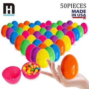 Hansmart 50PCS Plastic Easter Eggs, Empty 2.25" 50PCS Colorful  for Easter Hunt Party Favor Basket Stuffers Filler Classroom Prize Supplies Decor