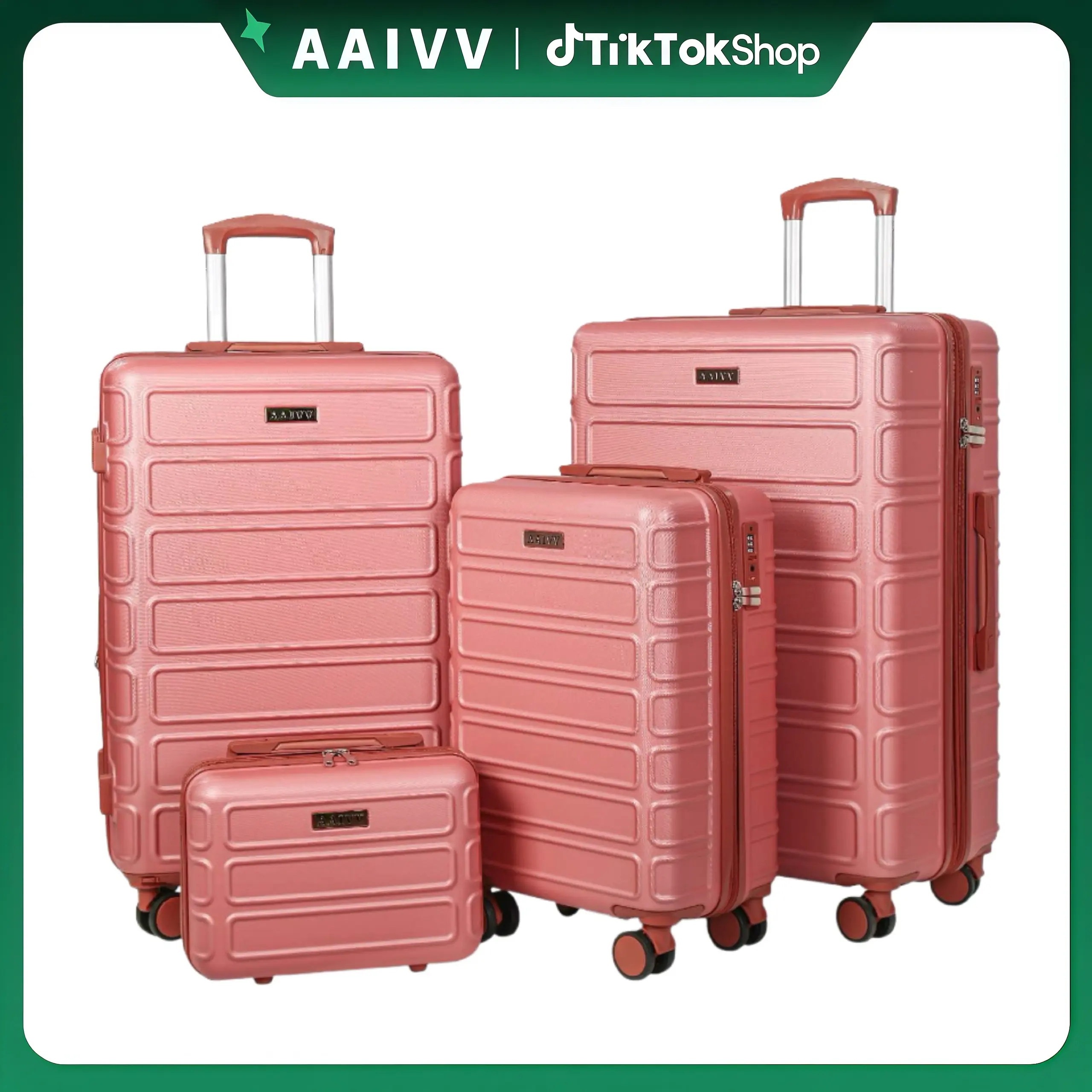 4-Piece Durable ABS Hardshell Luggage Set, Expandable Scratch-Resistant TSA Lock Suitcase with Double Spinner Wheels, Ideal for Family Travel, Tsa-Proof, Anti-Theft, Hard-Shell Luggage Sets (Father's Day Gift), Tsa-Proof Luggage Sets tiktokshopbacktoschoo