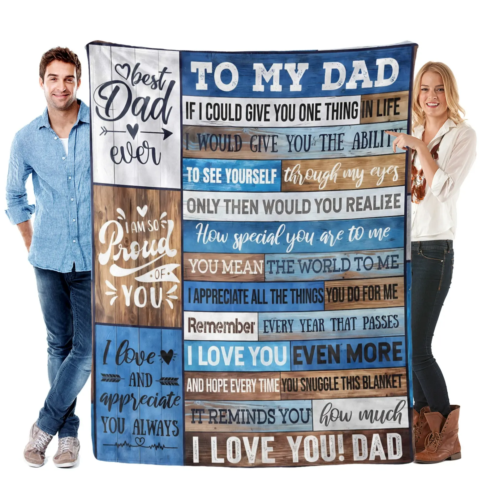 Father's Day Flannel Fabric Throw - Heartfelt Quote, Rustic Wood Design, Rustic Textures, Gentle-on-Skin, 50x60 Curlup, Multi-Size, Heartwarming Gift, Home Decor Piece, Cozy Appreciation Gift for Dad