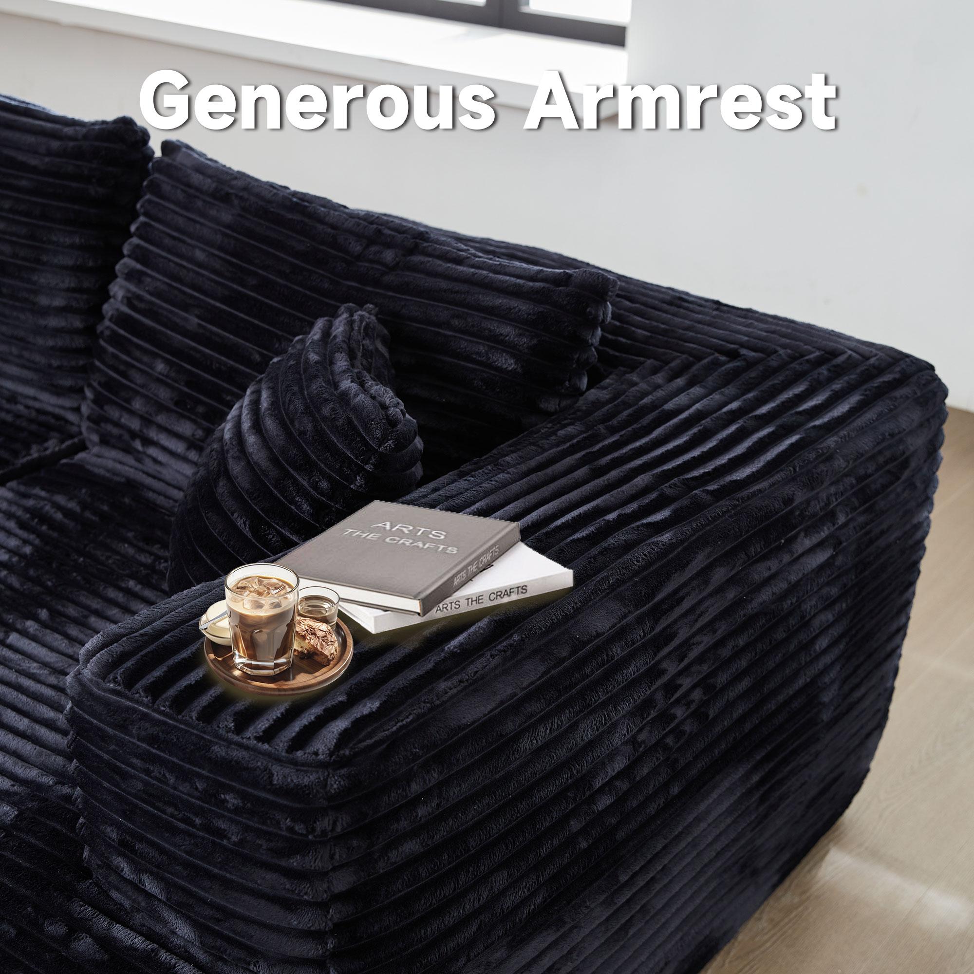 【2 Packages Shipping】Ovios 106" Plush Corduroy Cloud Velvet Modular Boneless Couch with Chaise & Ottoman, No Assembly Required - L/U-Shaped Sectional Sofa Set with Flexible Configuration - 107"W x 69.5"D x 30"H, 3 Seater 【2 Packages Shipping】Ovios 106" Plush Corduroy Cloud Velvet Modular Boneless Couch with Chaise & Ottoman, No Assembly Required - L/U-Shaped Sectional Sofa Set with Flexible Configuration - 107"W x 69.5"D x 30"H, 3 Seater