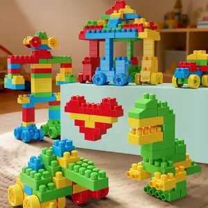 104PCS Love Dinosaur Car Animal Series Toys,3D Children's Building Blocks set,DIY Creative Durable Smooth Edge,STEM Educational soft brick,For Baby,grown adult gift,Toddlers,Puzzle art Kit,Science For Kid,Model Collectible,Christmas,Valentine's Day