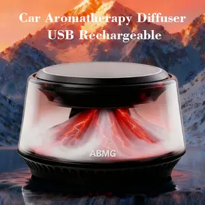 [AI Smart On/Off] ABMG Car Air Freshener, Volcano & Glacier Landscape Diffuser with Solar/USB Charging, Luxury Aroma for Car Home & Office, Perfect Gift for Car Lovers