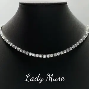 Silver tennis necklace，925 silver   Length: 18 inches # fashionable style, easy to match/fully inset with diamonds, exquisite craft