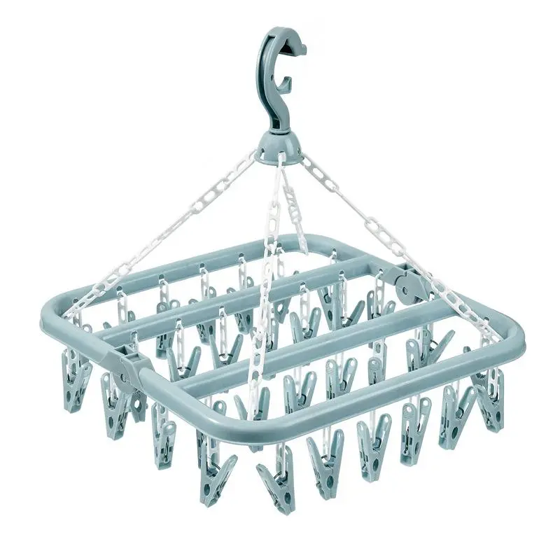 Foldable Hangers (1 Piece), Sock Hangers with Clips, Underwear Hanger, Plastic Laundry Clip and Drip Drying Hanger for Socks, Bras, Lingerie, Clothes