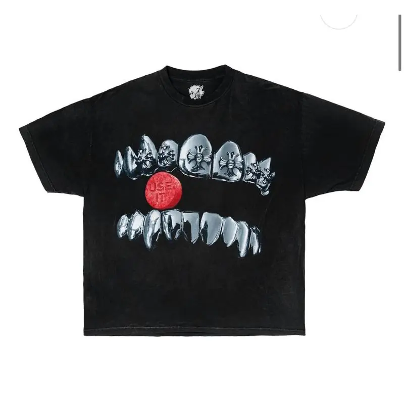 Neniom Grillz Heart Chrome Cross Boxy Garment-Dyed Tee Streetwear Shirt Y2K Hearts Shirt, Cross Tee, opium shirt, y2k shirt, fashion shirt,Fashion 	     Unisex T-shirts