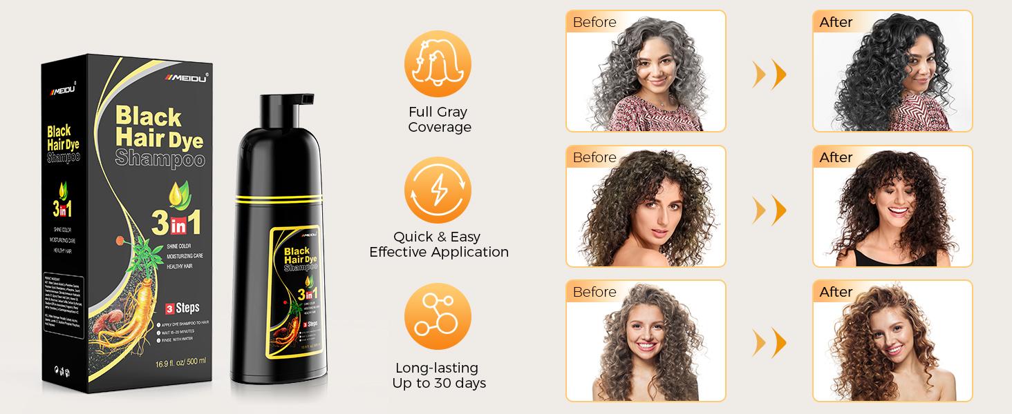 MEIDU Hair Dye Shampoo 3 in 1,Herbal Ingredients,Contains Ginseng Extract,Can cover gray hairs,Natural Haircoloring,Plant Haircare,black hairdye,Salon MEIDU Hair Dye Shampoo 3 in 1,Herbal Ingredients,Contains Ginseng Extract,Can cover gray hairs,Natural Haircoloring,Plant Haircare,black hairdye,Salon
