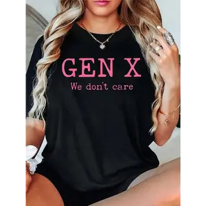 100% Cotton X Generation We Don't Care Text Print T Shirt Pattern Tshirt Print Short Sleeve Top Unisex Golf Gift Tee