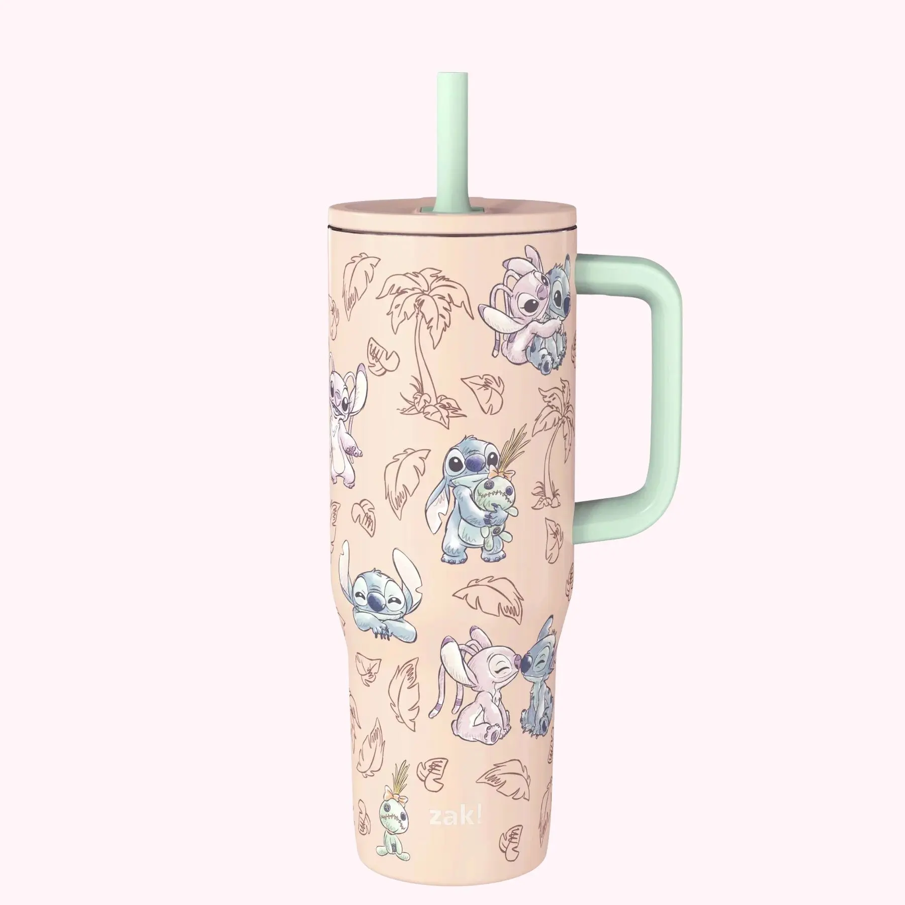 Zak Designs Sutton Insulated Stainless Steel Tumbler with Silicone Straw and Wide Carry Handle - Large Capacity 30 Ounces, Bold Designs