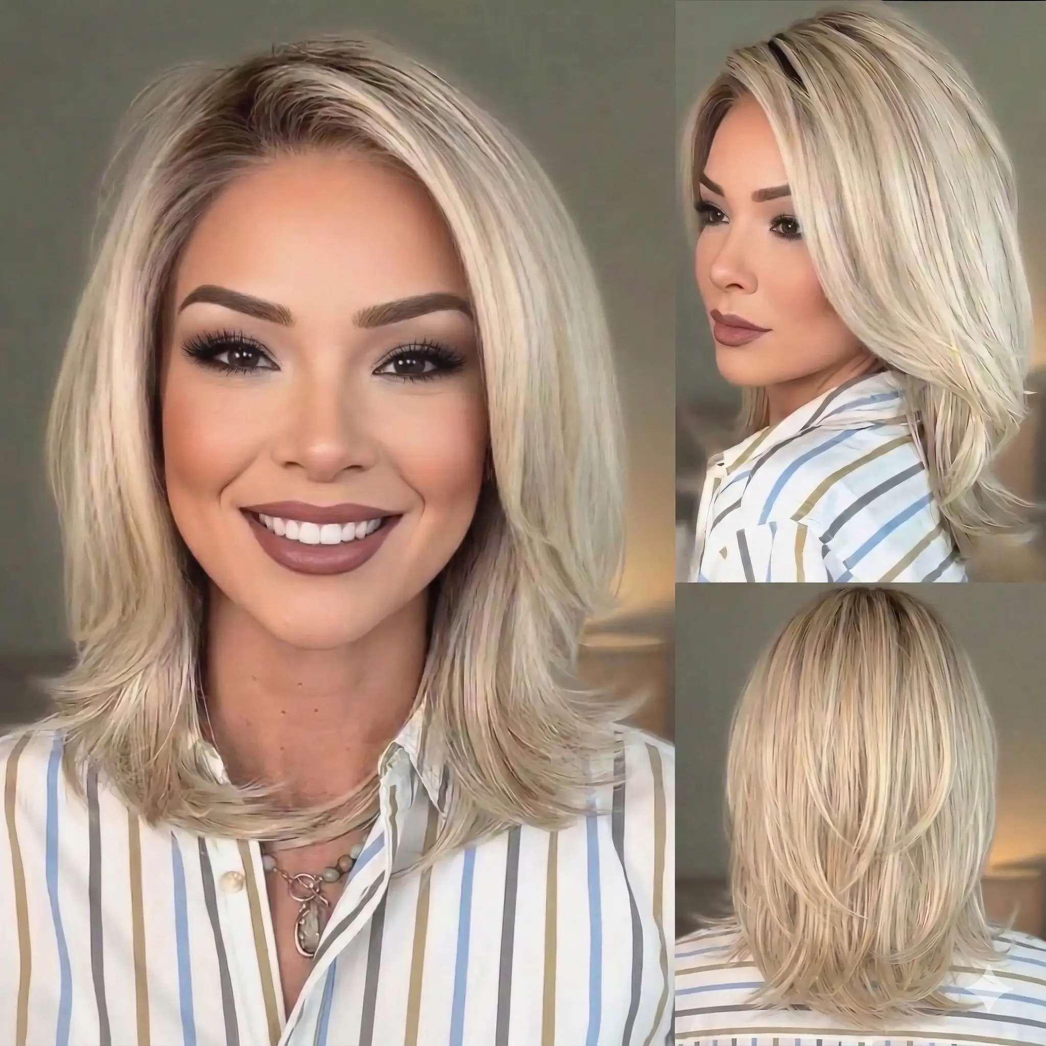 Leona-Wigyy Mono Front Middle Length Glueless Elegant Wigs for White Women