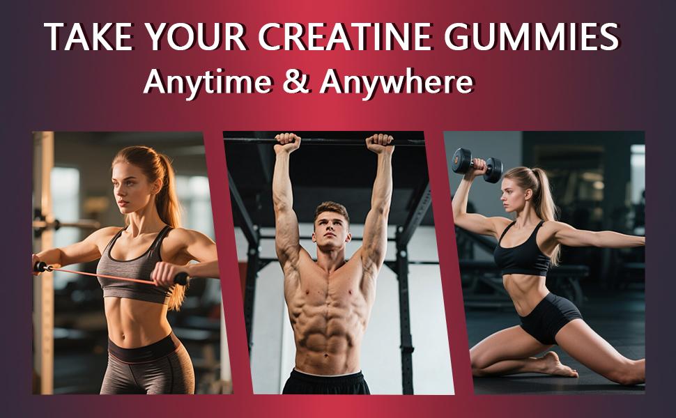 CRASYE Creatine Gummies 8000mg Blueberry Raspberry Flavor 120 Gummies Supports Muscle Gains Workout Recovery Essential Aminos Made in USA Fitness Endurance Supplement