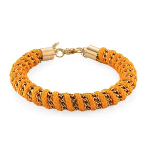 Color Cord Bracelet in ION Plated Gold Stainless Steel 8-10In