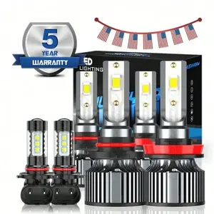 4PCS 9005+H11 /6PCS 9005 HB3+9006+H11 LED Headlight Bulbs Combo Kit, 600% Brighter 6500K Cool White High/Low Beam, Plug and Play Halogen Replacement for Cars, Trucks & SUVs, IP68 Waterproof, Super Bright for Safer Night Driving