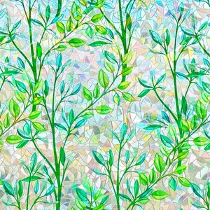 Window Privacy Film Stain Glass Window Film Rainbow Window Film Window clings Non-Adhesive Reusable Decorative for Room Leaf Stickers