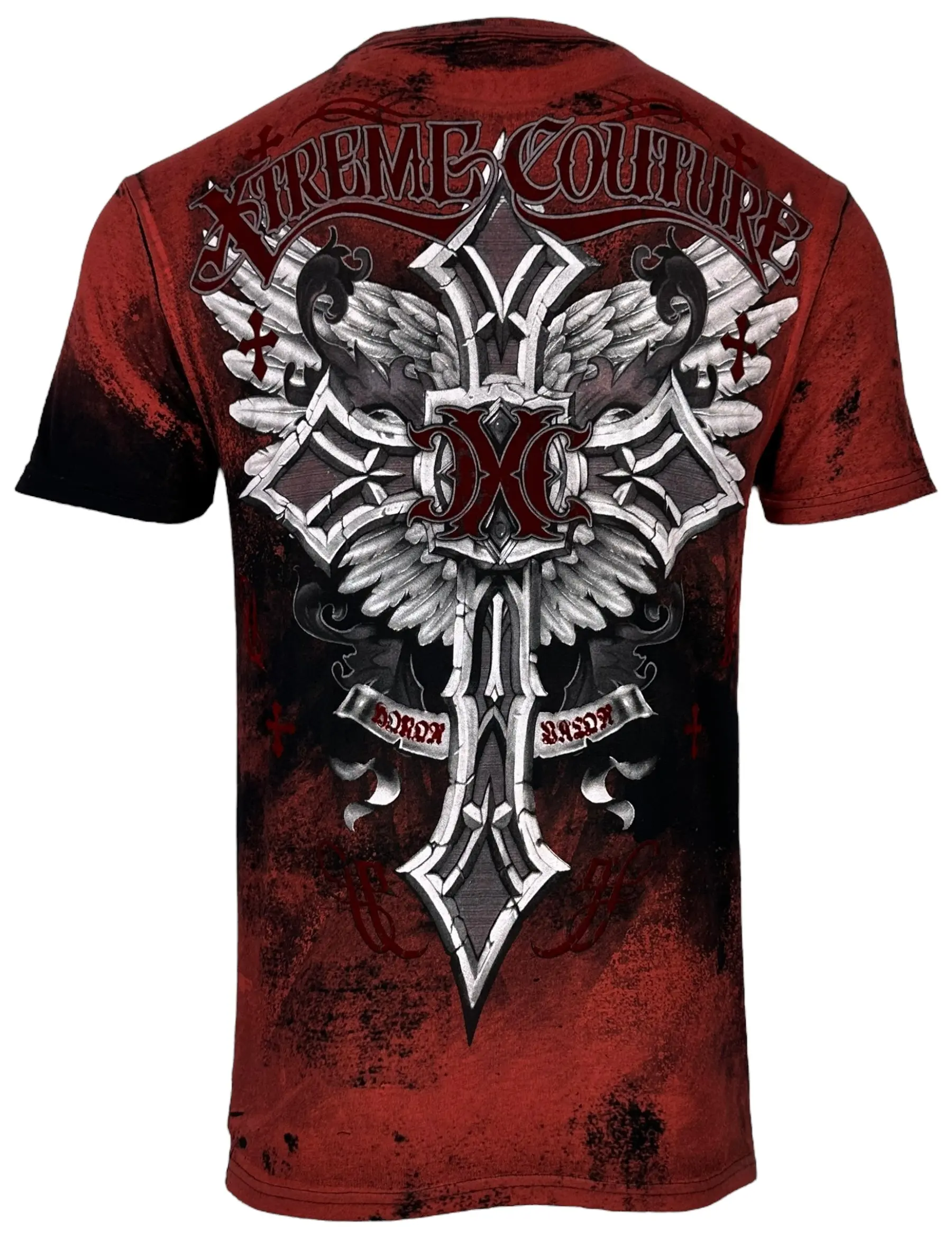 Xtreme Couture Men's Brigadier Graphic T-Shirt - Casual Short Sleeve Crew Neck 100% Cotton Tee with Red Flock Print Detail, Shortsleeve, Casual Stylish Tee, Tshirt