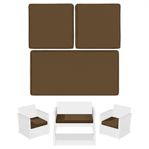3-Pack Outdoor Patio Seat Cushions Replacement for Wicker Sofa Set, High-Density Foam Waterproof Non-Slip Cushions for 1 Loveseat & 2 Chairs (Cushions Only)