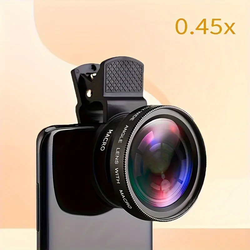 【FaddishDeal】2-in-1 Clip-On Mobile Cellphone Lens Accessory - 0.45x Wide Angle + Macro Lens, HD Portable Lens Attachments for Smartphone Camera Accessories