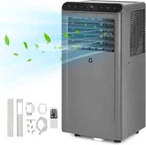 Gray 10000 BTU  Portable 3 in 1 Air Conditioner (Cooling  Fan  Dehumidification) with Remote Control LED Control for Rooms up to 350 sq  ft   24 Hour Timer Evaporative Coolers Window Ac Units