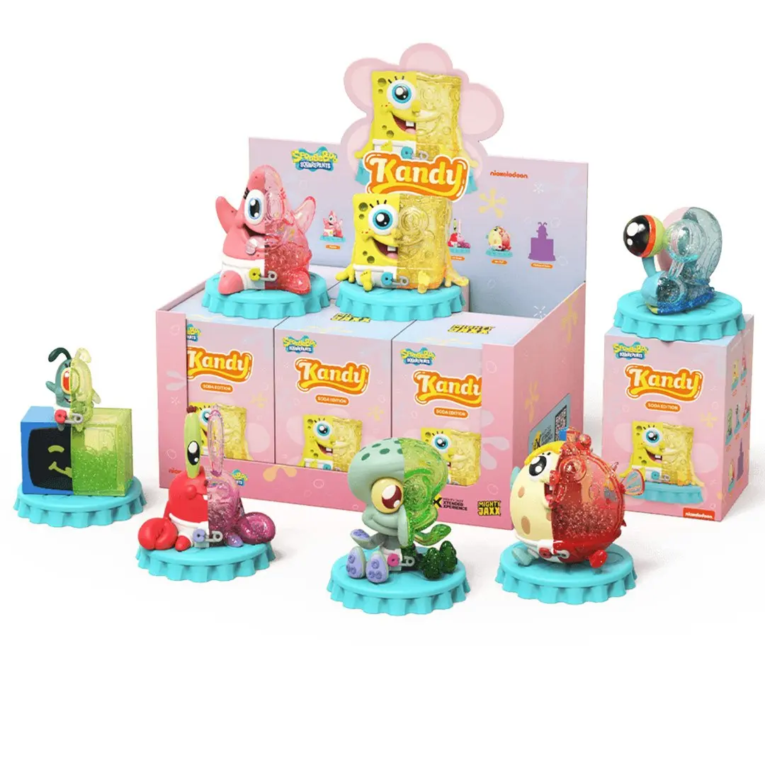 Licensed IP SpongeBob SquarePants x Kandy Soda Edition 4in Vinyl Blind Box Series, Mystery Surprise Pack, Cute Collectibles, Box Figure, Bonus ASMR Shake Moment Collectible, 1 Rare Vinyl Figure Included