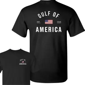 Patriotic Minimalist Cotton Tee Gulf Of America Graphic Short Sleeve Casual Streetwear For Men And Women