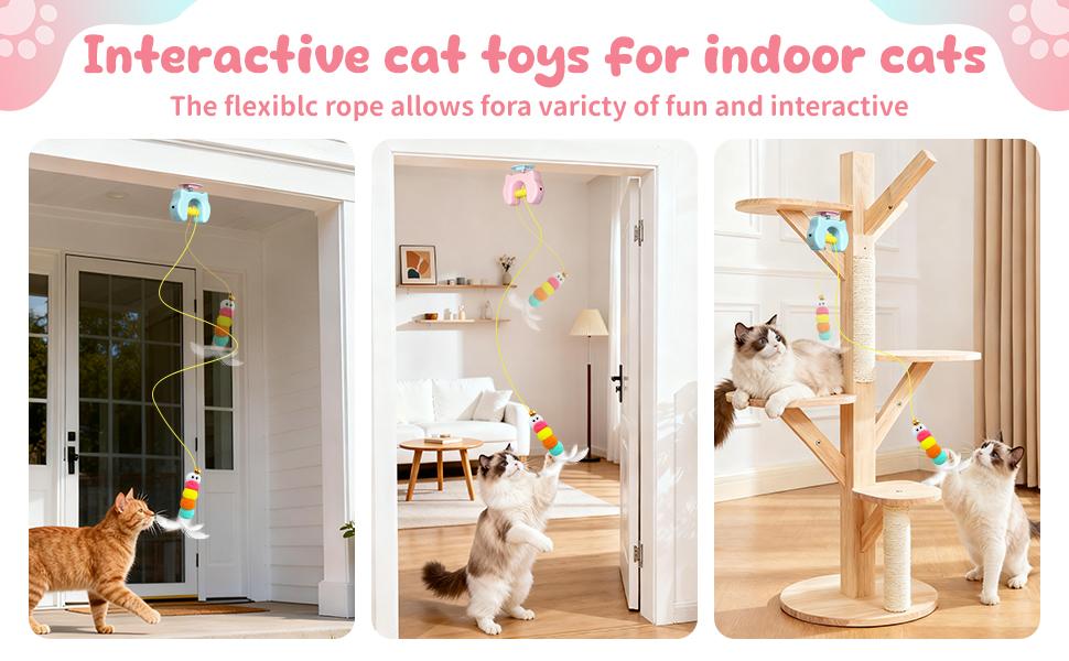 【CLEARANCE SALE】Zooniqo Bouncy Door-Hanging Cat Toy | Interactive Self-Play Teaser for Bored Cats (Blue/Pink)