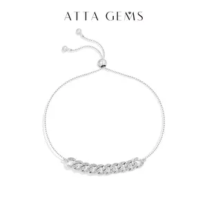 ATTAGEMS Adjustable Design Classic D VVS1 Color Lab-Created Moissanite Bracelet for Women Men Unisex 925 Sterling Silver Bracelet Daily Wear Party Holiday Jewelry Gift B073