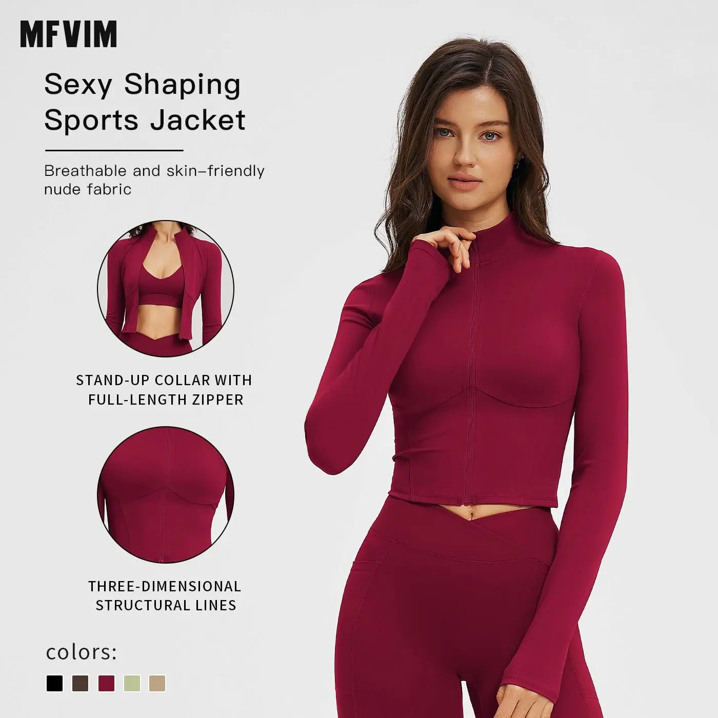 MFVIM Women's Athletic Jacket - Warm Fleece-Lined Stand-Collar Nylon Sport Activewear, Windproof Full-Zip Lightweight Outdoor Women's Sports Jacket for Running, Fitness, Athletic Jackets
